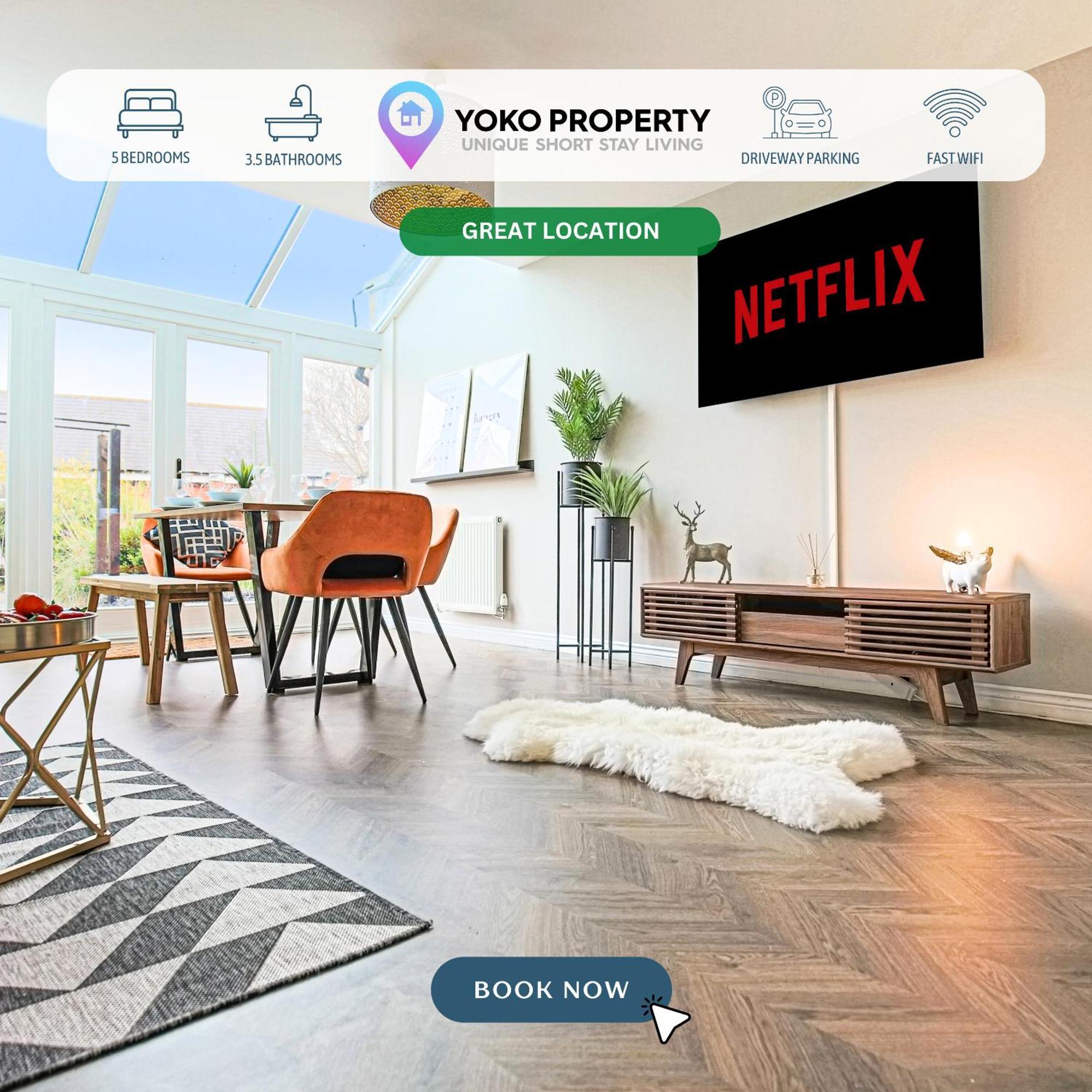 Holiday home Luxury 5 Bedroom 3 Bathroom House - Smart Tvs With Sky And Netflix, Super Fast Wifi, Free Parking By Yoko *
